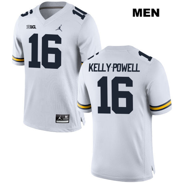 Men's NCAA Michigan Wolverines Jaylen Kelly-Powell #16 White Jordan Brand Authentic Stitched Football College Jersey PF25K37KK